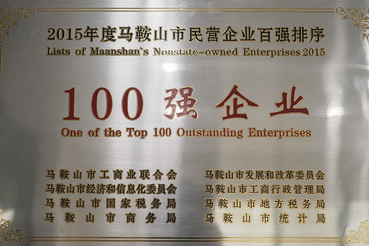 2015年（nián）度（dù）榮獲（huò）市（shì）民營企業百強企業